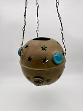 Antique Moroccan Brass  Lantern  Jeweled  Hanging Candle Holder Incense Holder picture