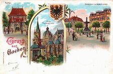Germany Gruss Aus Aachen Dom Thurmparthie Kaiserplatz Litho Vintage Postcard B88 picture