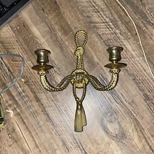 Vintage Solid Brass Candle Holder /sconce Wall mount  knoted /tassel picture