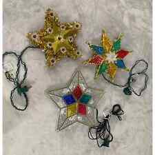 Vintage Inspired Acrylic Multi-Colored Christmas Star Tree Toppers Set of 3 picture
