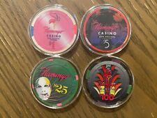 Lot of 4 Chips from Flamingo in New Orleans, LA - $1, $5, $25, $100 (Notched) picture