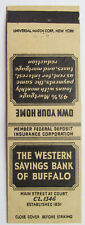 The Western Savings Bank of Buffalo - New York 20 Strike Bank Matchbook Cover NY picture