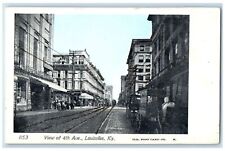 c1905's View Of 4th Avenue Railway Horse Carriage Louisville Kentucky Postcard picture