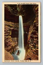 Watkins Glen NY-New York Spectacular Cavern Water Cascade  Vintage Postcard picture