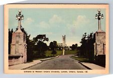 London Ontario Canada, Entrance To Western Ontario University, Vintage Postcard picture