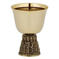 Orthodox Church Brass 24kt Plated Last Supper Engraved Common Cup 5 1/4 Inch picture