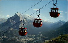 Banff Alberta Canada Rockies cablecars Mt Norquay aerial unused vintage postcard picture