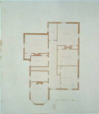 House with an L-shaped piazza,Chamber floor plan,1830-1860,architectural drawing picture