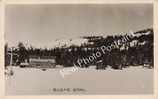 RPPC Lake Tahoe California Sugar Bowl Lodge in Winter c1940 Ski Resort Postcard picture