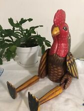 Carved Wooden Rooster Hand Painted Hinged Joint Shelf Sitter Folk Art 20 inches picture