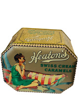 Heatons Candy Tin Swiss Cream Caramels Gold London England 1890 antique vtg lady picture
