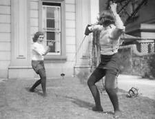 Two women fencers in a characteristic pose 1930s Historic Old Photo picture