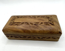 Vintage Small Wooden Hand Carved Jewelry Trinket Box  6
