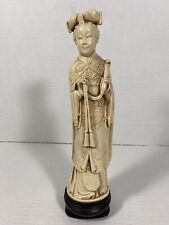 Vtg Detailed Ivorine Resin Faux Bone Female Chinese Empress Statue 10
