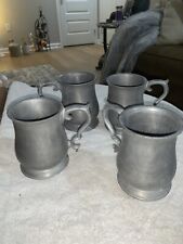 Vtg.  RWP Ornate Pewter Mugs Set/4 Renaissance Vintage Viking Style picture