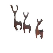 Mid Century Wood Reindeer Trio Set Christmas Holiday Decor picture