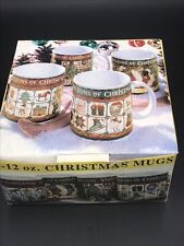 4 Boxed Sakura Vision Of Christmas 1996 Debbie Mumm Coffee Cups Set. Rare picture