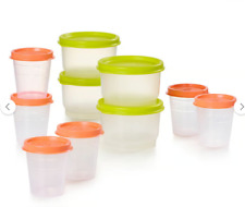 Tupperware Super Snack 10-Pc Set 4 Green Snack Cups & 6 Orange Minis -NEW picture