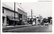 Main Street, Annville PA Mobil Gas, Rexall Vintage Postcard P52 picture