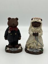 Teddy Bear Bride & Groom | Vintage Hand Painted Figurines | TNT Co. Crush Pecan picture