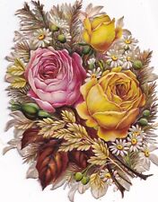 18100s Victorian Die Cut Scrap -Rose Daisy Bouquet 6.5 in picture