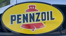 NOS 1996 Double Sided Pennzoil Oval Sign 30 3/4 X 17 In New Old Stock picture