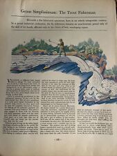 TROUT FISHERMAN FISHING FISH Beautifully ILLUSTRATED ARTICLE 1930s Great HISTORY picture