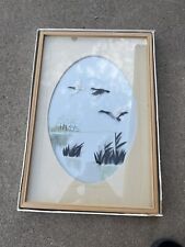 Vintage Chinese 3D Bird Feather Art Shadow Box Picture Feathercraft w/box picture