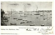 C.1906 Greetings from Marblehead Mass Marble Head Harbor Boats Sailing Postcard picture