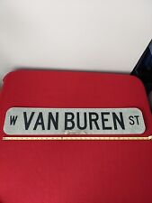 Vintage West Van Buren Street Sign Metal Double Sided White Black picture