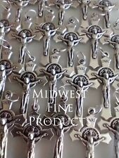 Catholic Lot x 50 St Benedict Crucifixes Rosary Crosses Religious Silver Plated picture