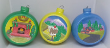 VINTAGE 1975 Duncan Ceramic Christmas Ornament Diorama Hand Painted Lot of 3 picture