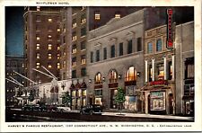 Vtg Washington DC Harvey's Famous Restaurant Mayflower Hotel 1930s Postcard picture