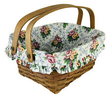 VTG Longaberger 1997 Mother’s Day Timeless Memory Basket Floral Liner 2-Handles picture