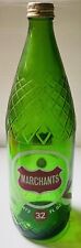Marchants 32oz Screw Top Green Glass Bottle c1960s White Red Ceramic Label picture