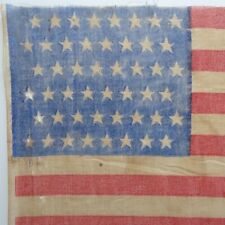 Old Printed American Parade Flag 48 Star Glazed Muslin Alternating Rows 17x10.75 picture