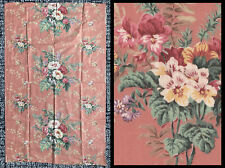 Vtg 30s 40s Decorator Fabric Unused Romantic Parisian Floral on Rose for Pillows picture