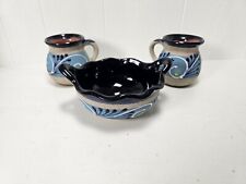 Talavera Style Mugs Set of 2 and Bowl, Vintage, Handpainted, Pottery picture