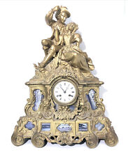 Vintage Victorian French Bronze Gilt Ormolu Mantle Clock Statue- E.F - 22”x17” picture
