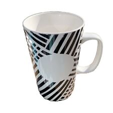Starbucks 2014 Coffee Tea Mug Black & White Striped with White Dot 16 fl oz Cup picture