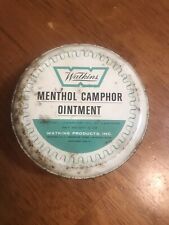 Vintage Watkins Menthol Camphor Ointment Tin EMPTY Round Metal Movie Tv Prop picture