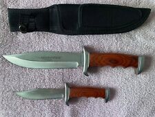 Humvee Twin Bowie Knife Set with Sheath. Wood Handles. New, No Box. picture