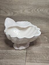Ceramic Gloss White Seashell Bowl with a side small seashell shelf on Pedestal picture
