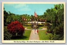 Lake Wales FL The Great Masterpiece Gardens Court of Flags American Vtg Postcard picture