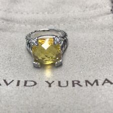 David Yurman 14x14mm Cushion on Point Ring Lemon Citrine and Diamonds size 8.5 picture