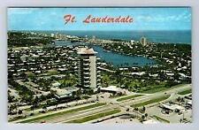 Ft Lauderdale FL-Florida, Aerial View over Ft Lauderdale, Vintage c1980 Postcard picture