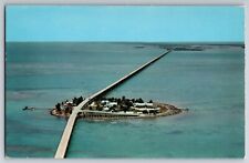 Aerial View Pigeon Key Seven Mile Bridge West Florida FL Ocean Vintage Postcard picture