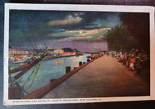 vtg postcard Spanish Fort Bayou St John Moonlight Night New Orleans Louisiana picture