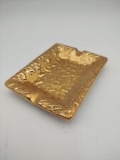 Vintage Weeping Gold Ash Tray Mid Century Rectangular Porcelain picture