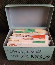 Metal file box full of recipes hand written, cut out Vintage picture